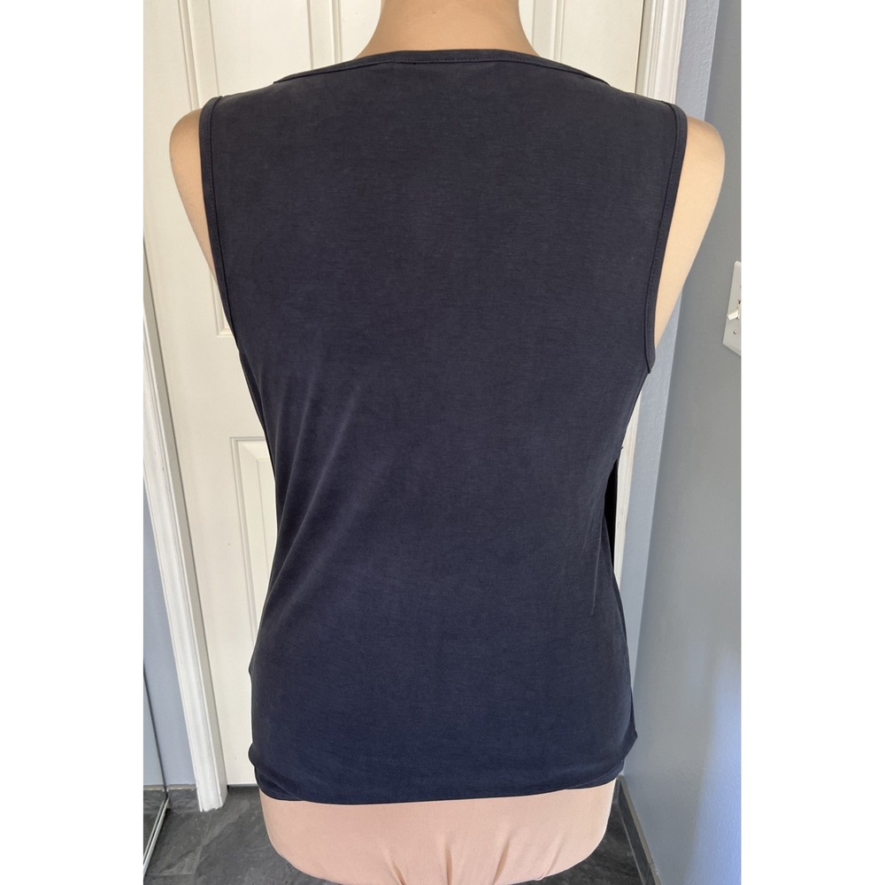 Anthropologie Deletta Wrap Sleeveless Tank Top Steel Gray Size XS Ruched Stretch - Picture 5 of 9